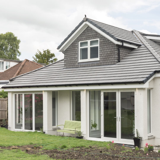 Bay windows and dormer roof