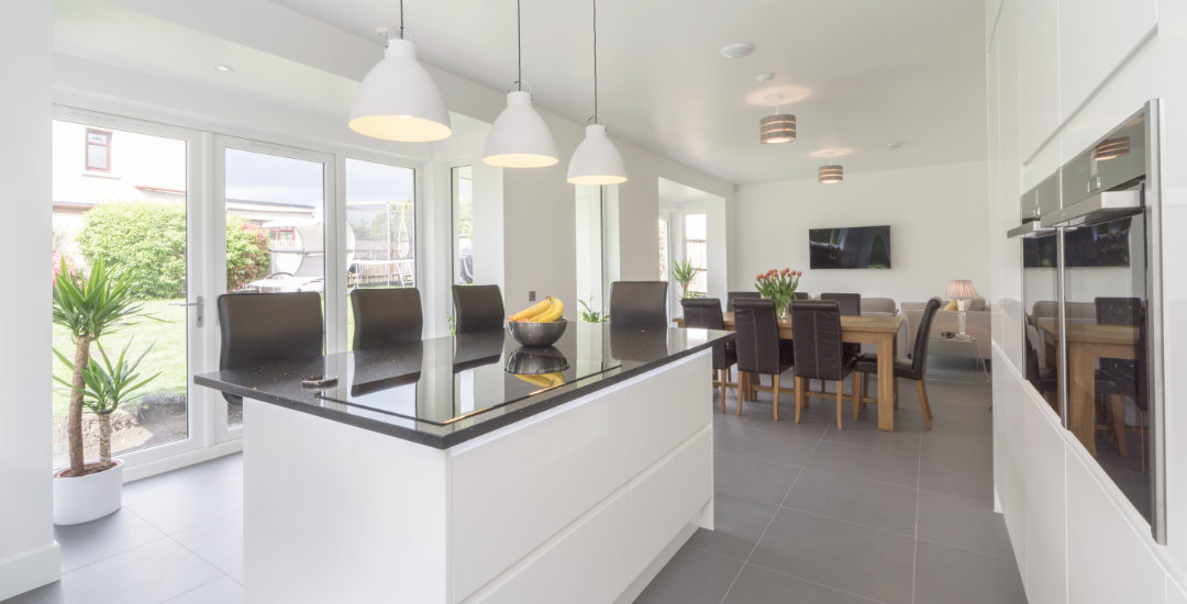 Open plan kitchen and living areas